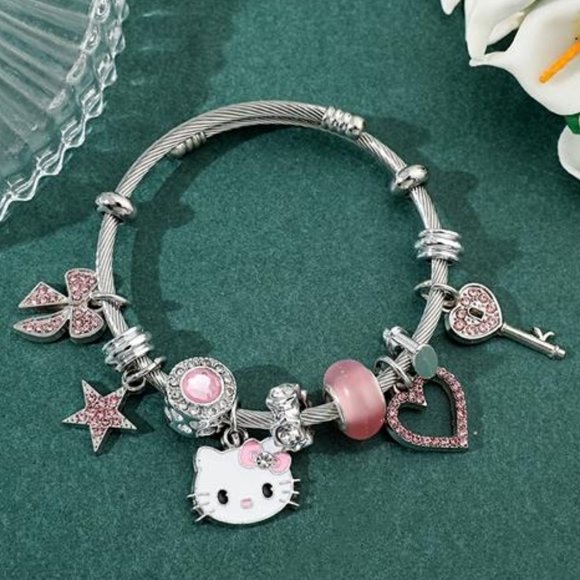 Hello Kitty Bracelets: Adorable Cartoon Bangles for Girls - Perfect Sweet Gifts - Picture 1 of 6